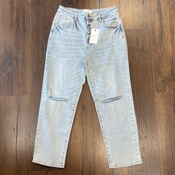 🆕 Risen Light Wash Stained Pocket Distressed crop jean SZ 15/32 - Picture 2 of 6